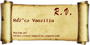 Rácz Vaszilia névjegykártya